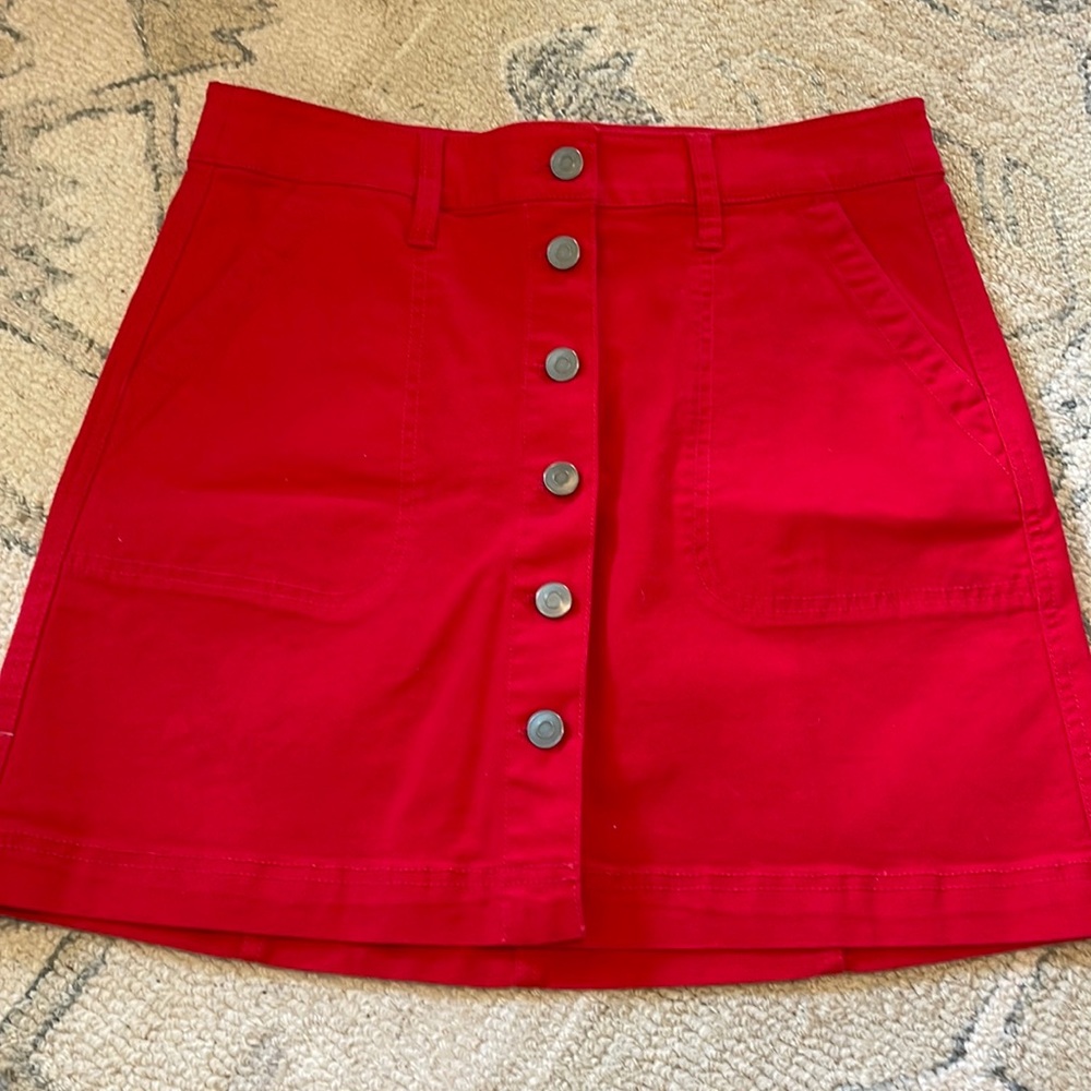 J Crew red button front Mini Sz 2